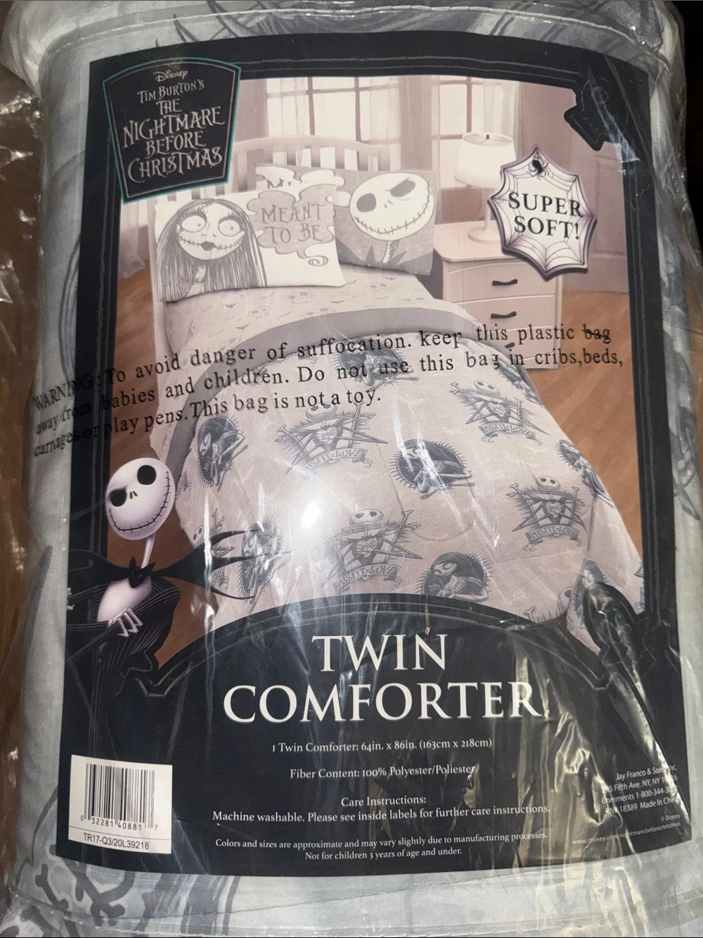 Disney The Nightmare Before Christmas Twin Comforter - Gray